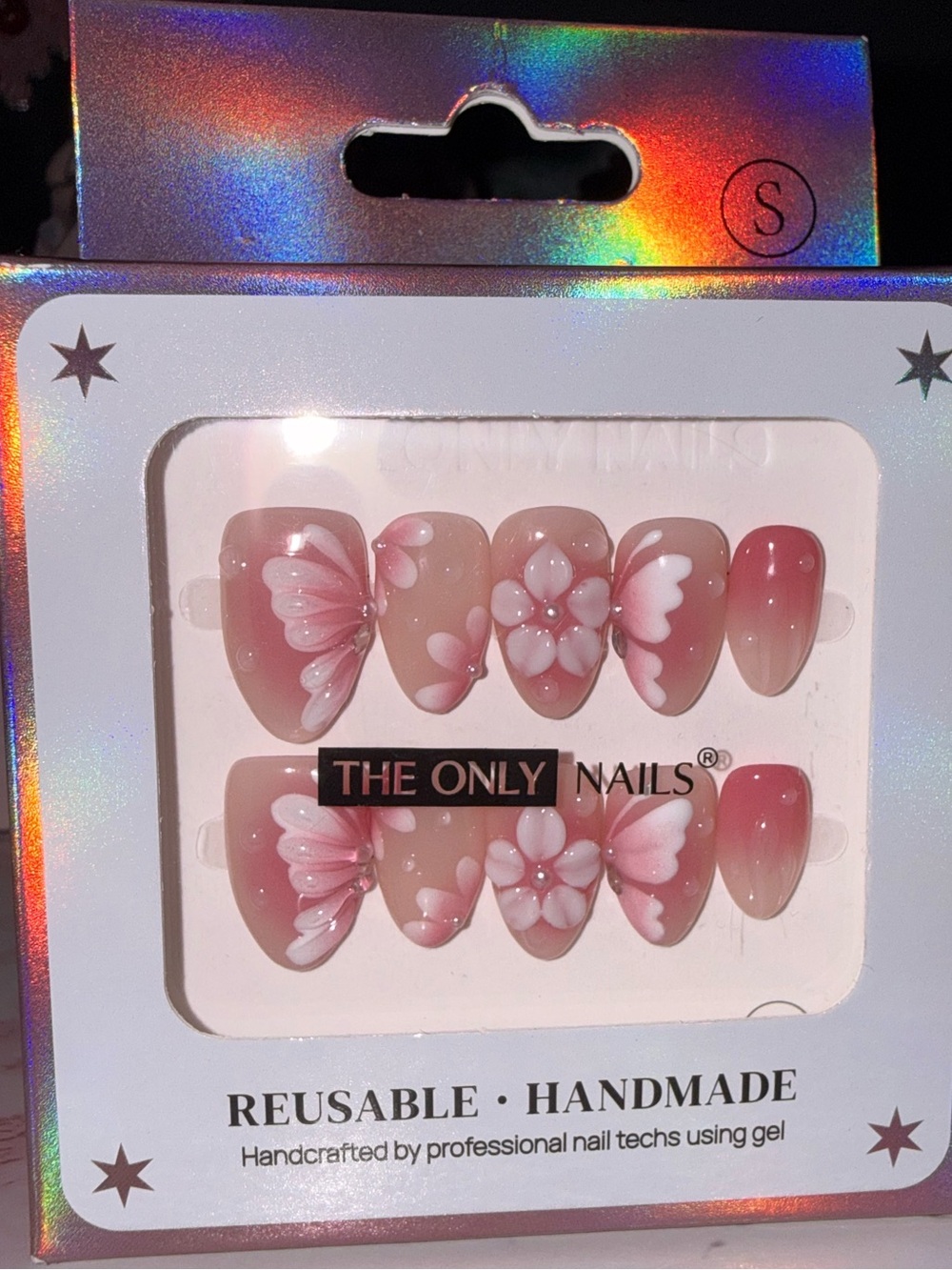 The Only Nails Pink Floral Press-On Nail Set